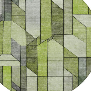 8 Ft Round Geometric Polyester Rug Washable Indoor Outdoor Patio Family Room