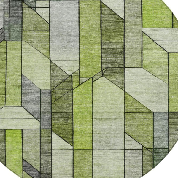 8 Ft Round Geometric Polyester Rug Washable Indoor Outdoor Patio Family Room
