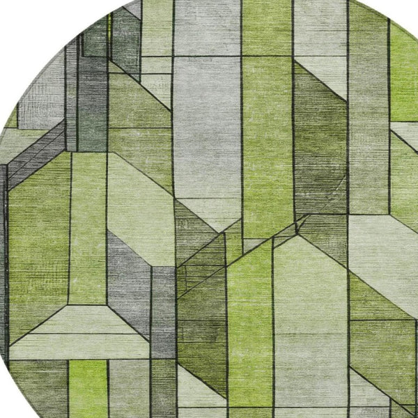8 Ft Round Geometric Polyester Rug Washable Indoor Outdoor Patio Family Room