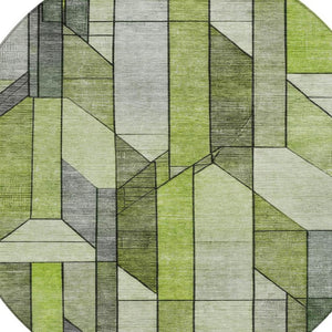8 Ft Round Geometric Polyester Rug Washable Indoor Outdoor Patio Family Room