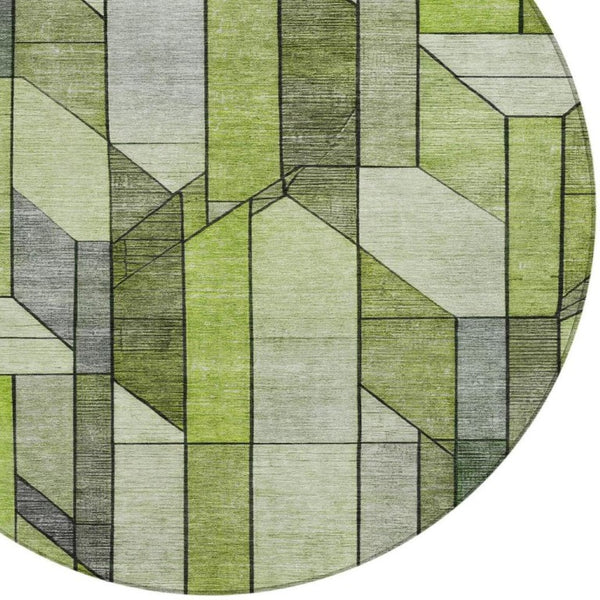 8 Ft Round Geometric Polyester Rug Washable Indoor Outdoor Patio Family Room
