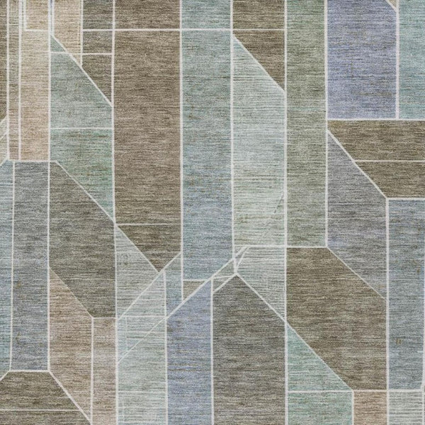 5x8 Taupe Brown Geometric Polyester Area Rug Stain Resistant Indoor Outdoor Use