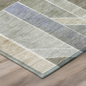 5x8 Taupe Brown Geometric Polyester Area Rug Stain Resistant Indoor Outdoor Use