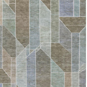 5x8 Taupe Brown Geometric Polyester Area Rug Stain Resistant Indoor Outdoor Use