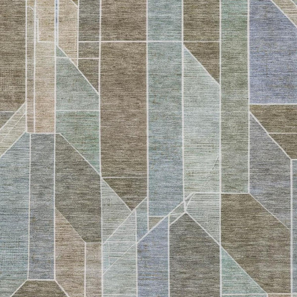 8 Ft X 10 Ft Taupe Brown Geometric Polyester Washable Rug for Indoor Outdoor Use