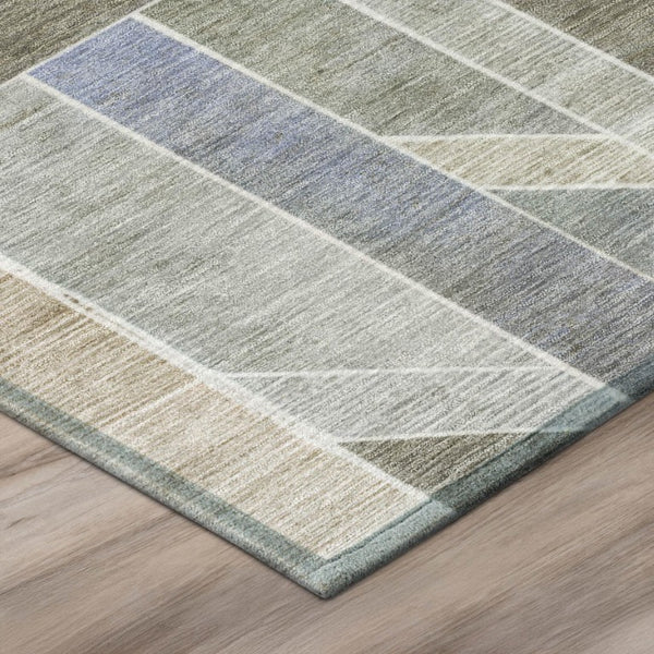 8 Ft X 10 Ft Taupe Brown Geometric Polyester Washable Rug for Indoor Outdoor Use