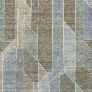 8 Ft X 10 Ft Taupe Brown Geometric Polyester Washable Rug for Indoor Outdoor Use