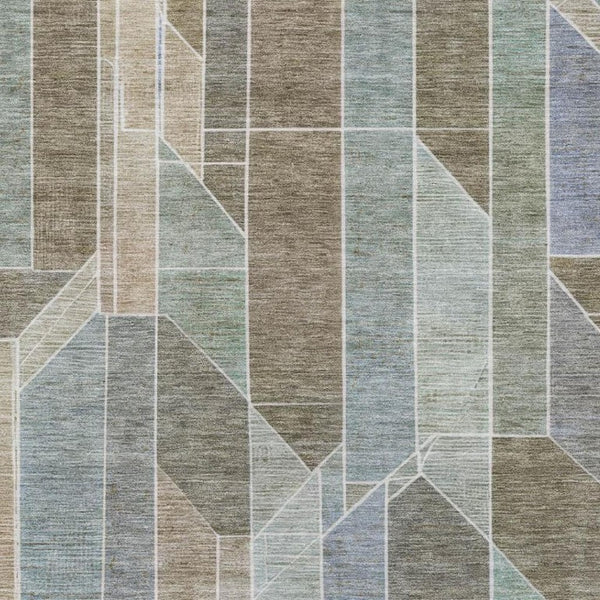 8 Ft X 10 Ft Taupe Brown Geometric Polyester Washable Rug for Indoor Outdoor Use