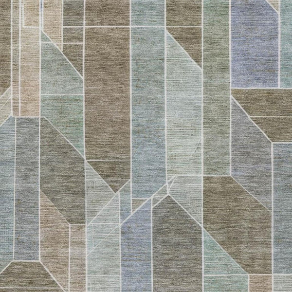 8 Ft X 10 Ft Taupe Brown Geometric Polyester Washable Rug for Indoor Outdoor Use