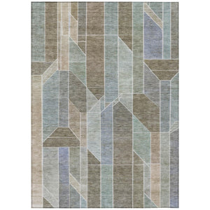 HomeRoots 10 X 14 Taupe Brown Geometric Polyester Area Rug Washable Stain Resistant Patio 745761