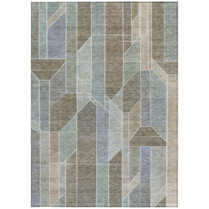 10 X 14 Taupe Brown Geometric Polyester Area Rug Washable Stain Resistant Patio