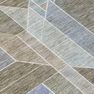 10 X 14 Taupe Brown Geometric Polyester Area Rug Washable Stain Resistant Patio