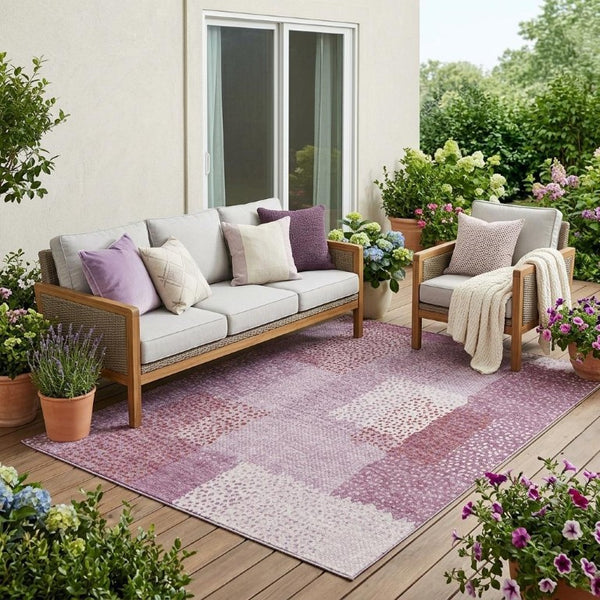 5 X 8 Blush Pink Abstract Polyester Area Rug Washable Stain Resistant Indoor Outdoor