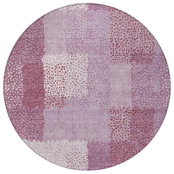 HomeRoots 8 Ft Round Blush Pink Abstract Polyester Rug Washable Stain Resistant Indoor Outdoor 745770