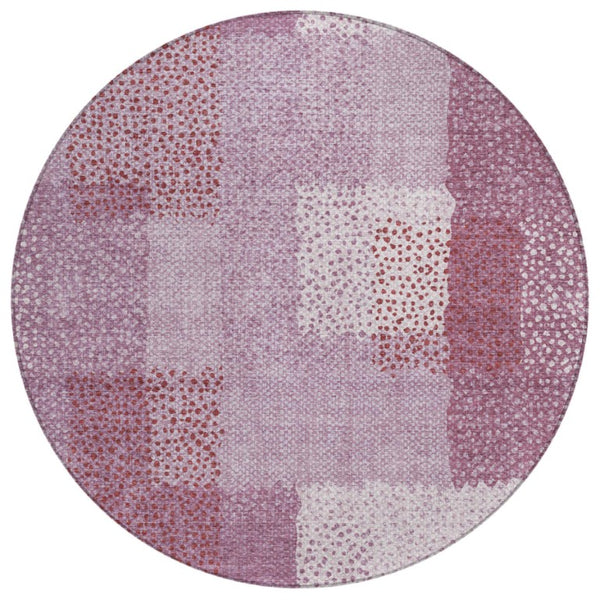 8 Ft Round Blush Pink Abstract Polyester Rug Washable Stain Resistant Indoor Outdoor