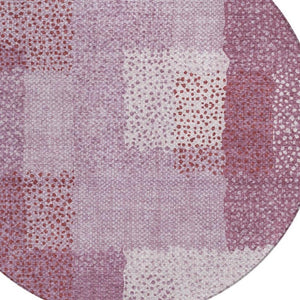 8 Ft Round Blush Pink Abstract Polyester Rug Washable Stain Resistant Indoor Outdoor