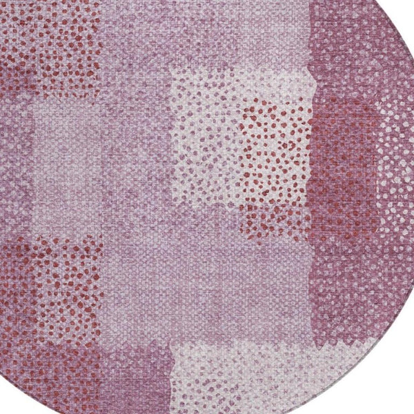 8 Ft Round Blush Pink Abstract Polyester Rug Washable Stain Resistant Indoor Outdoor