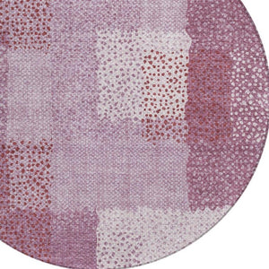 8 Ft Round Blush Pink Abstract Polyester Rug Washable Stain Resistant Indoor Outdoor