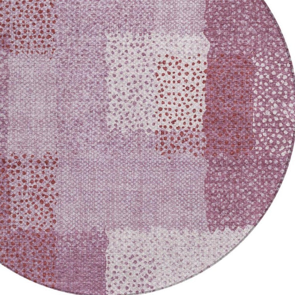 8 Ft Round Blush Pink Abstract Polyester Rug Washable Stain Resistant Indoor Outdoor