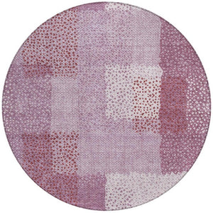 8 Ft Round Blush Pink Abstract Polyester Rug Washable Stain Resistant Indoor Outdoor