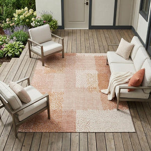 8 X 10 Abstract Coral Polyester Area Rug Washable Stain Resistant Indoor Outdoor