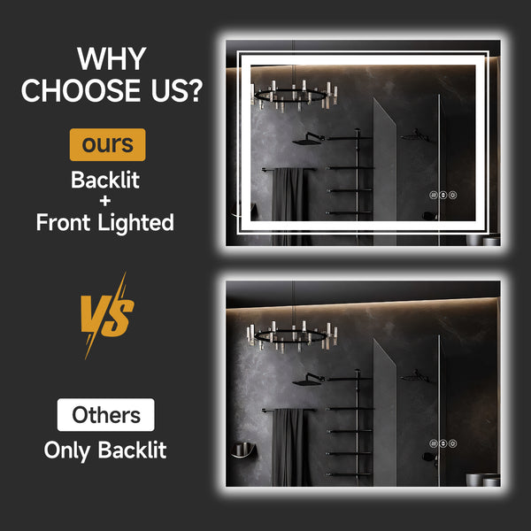 English Elm 24X32 Frameless Led Smart Bathroom Mirror With Adjustable Lighting, Anti-Fog & Safety Features T3757P347026