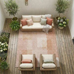10 X 14 Abstract Coral Polyester Area Rug Washable Stain Resistant Indoor Outdoor