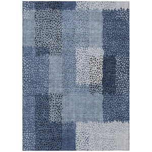 HomeRoots 5x8 Abstract Denim Blue Washable Polyester Rug for Indoor Outdoor Living Spaces 745793