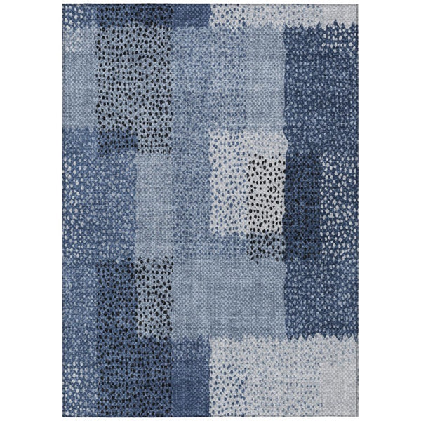 HomeRoots 5x8 Abstract Denim Blue Washable Polyester Rug for Indoor Outdoor Living Spaces 745793