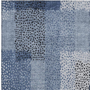 5x8 Abstract Denim Blue Washable Polyester Rug for Indoor Outdoor Living Spaces