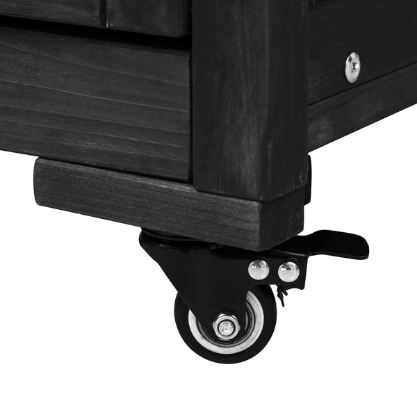 English Elm K&K 66.5" Outdoor Kitchen Island with 1.2" Stainless Steel Top, Ample Storage, Wheels & Bottle Opener Black N707P250629B