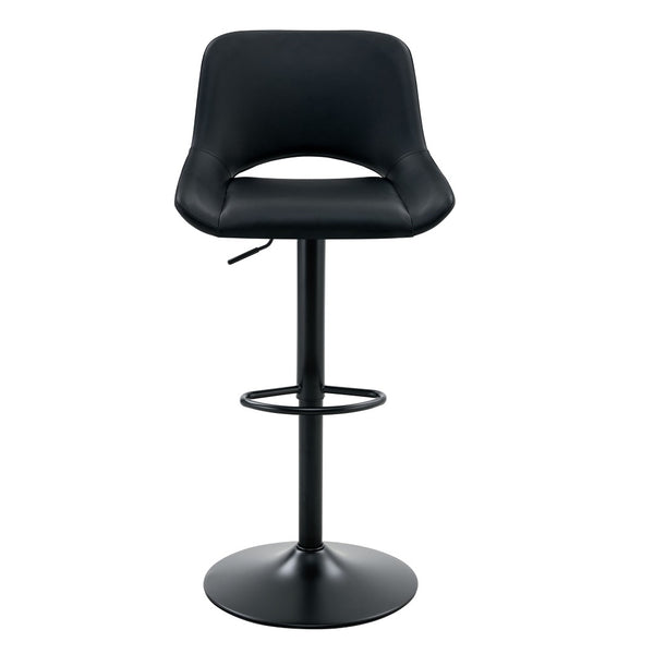 English Elm Set of 2 Pu Leather Barstools with Gold Footrest Curved Back for Kitchen Island Black W1151P383775