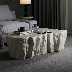 English Elm 48.62 Inch Organic Sculptural Fiberglass Coffee Table Ready to Use Modern Living Room W876P401274