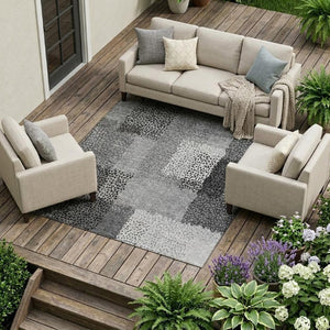 8x10 Gray Graphite Abstract Polyester Area Rug Washable for Indoor Outdoor Use