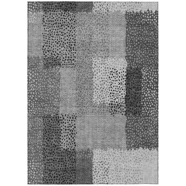HomeRoots 8x10 Gray Graphite Abstract Polyester Area Rug Washable for Indoor Outdoor Use 745801
