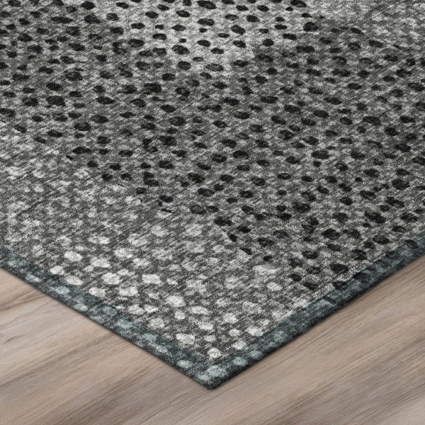 8x10 Gray Graphite Abstract Polyester Area Rug Washable for Indoor Outdoor Use