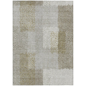 HomeRoots 8 X 10 Khaki Brown Abstract Polyester Area Rug Stain Resistant Indoor Outdoor 745807