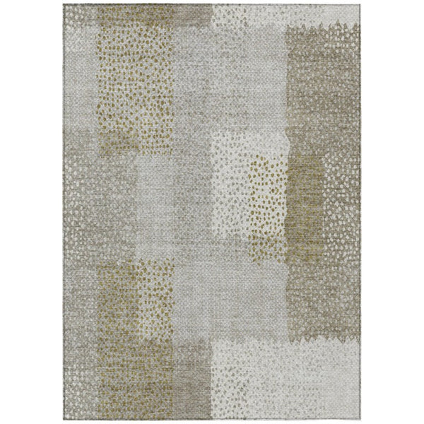 HomeRoots 8 X 10 Khaki Brown Abstract Polyester Area Rug Stain Resistant Indoor Outdoor 745807