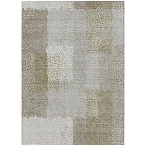 8 X 10 Khaki Brown Abstract Polyester Area Rug Stain Resistant Indoor Outdoor