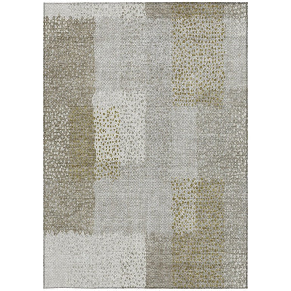 8 X 10 Khaki Brown Abstract Polyester Area Rug Stain Resistant Indoor Outdoor