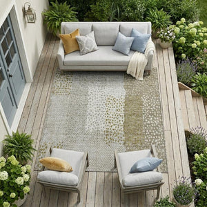 9 X 12 Khaki Brown Abstract Polyester Area Rug Washable Stain Resistant Patio