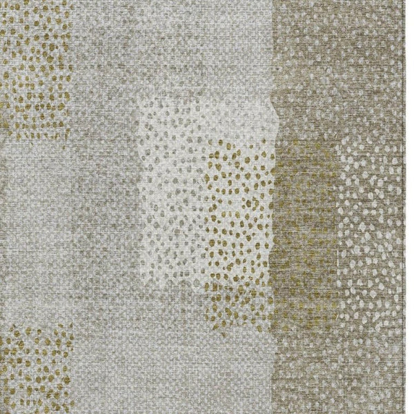 9 X 12 Khaki Brown Abstract Polyester Area Rug Washable Stain Resistant Patio