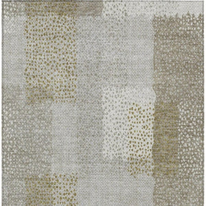 9 X 12 Khaki Brown Abstract Polyester Area Rug Washable Stain Resistant Patio