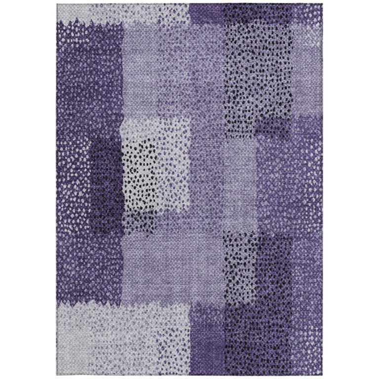 HomeRoots 8 X 10 Abstract Purple Washable Polyester Area Rug for Indoor Outdoor Living 745813