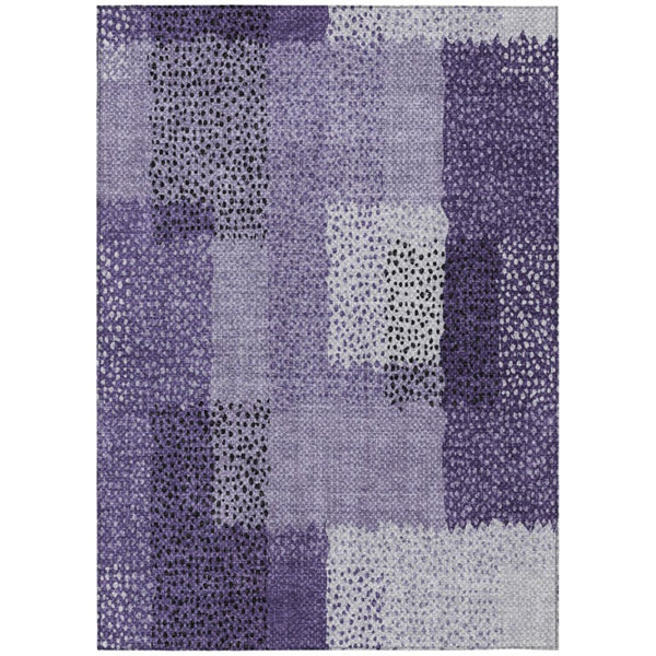 HomeRoots 9 X 12 Abstract Purple Polyester Area Rug Washable for Indoor Outdoor Spaces 745814