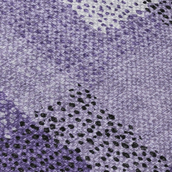 9 X 12 Abstract Purple Polyester Area Rug Washable for Indoor Outdoor Spaces