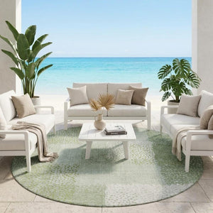 8 Ft Round Abstract Polyester Area Rug Washable Stain Resistant for Patio or Indoors