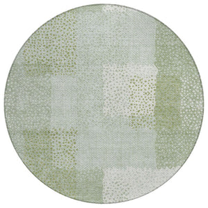 HomeRoots 8 Ft Round Abstract Polyester Area Rug Washable Stain Resistant for Patio or Indoors 745818