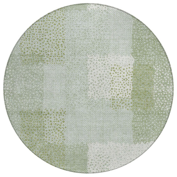 HomeRoots 8 Ft Round Abstract Polyester Area Rug Washable Stain Resistant for Patio or Indoors 745818