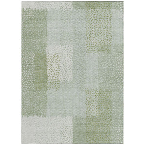 8 X 10 Sage Green Abstract Polyester Area Rug Washable for Indoor Outdoor Use